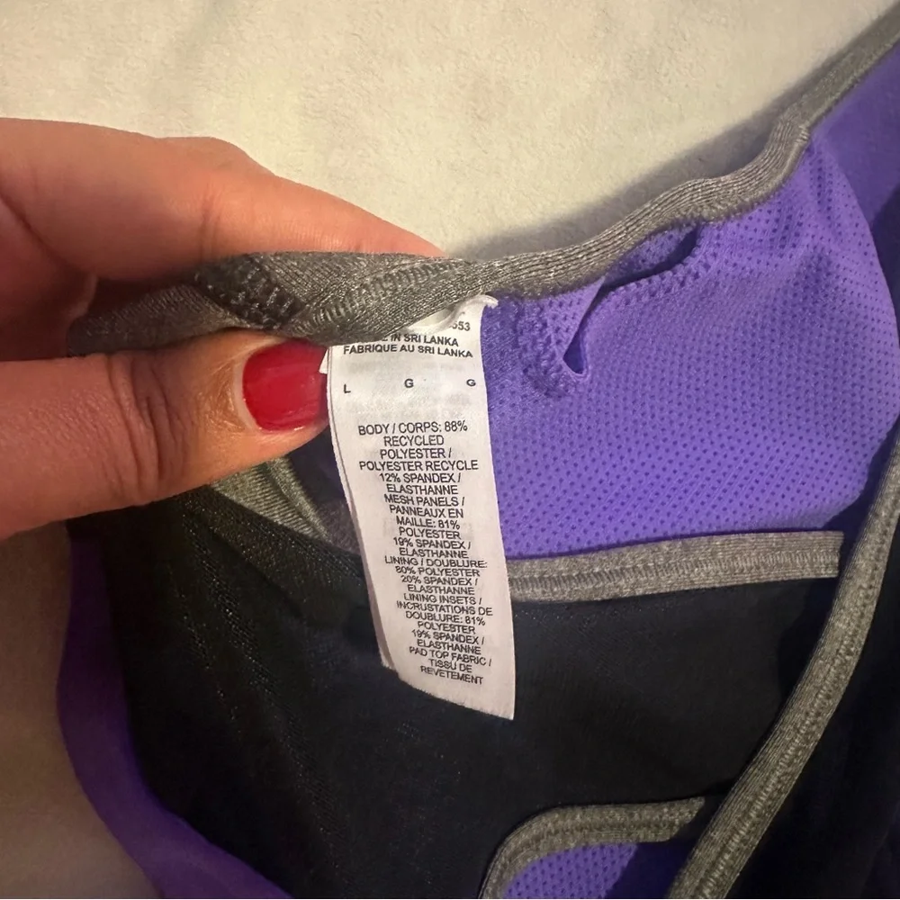 Nike Pro Dri-Fit Colorblock Training Sports Bra Purple Gray L